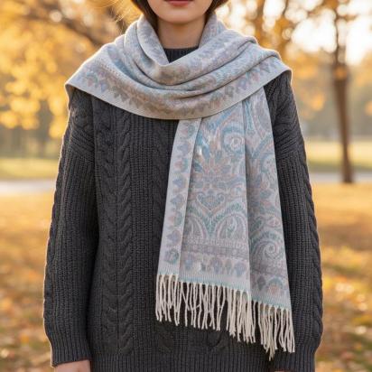 Thick Pashmina Shawl & Scarf for Women, Jacquard Brocade, Blanket Shawl, Wrap