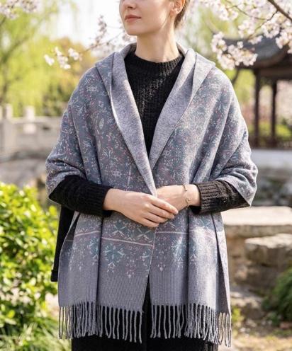 Thick Pashmina Shawl & Scarf for Women, Jacquard Brocade, Blanket Shawl, Wrap