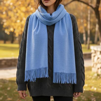 Blanket Scarf and Shawl - Blue - Super Soft Pashmina Wide Scarf