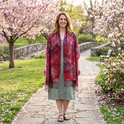 Hand Dyed Tie Dye Pashmina, Blanket Shawl, Wide Scarf, Head Wrap - Rayon Shawl
