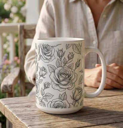 Roses - Floral Cups -  Large and Small Ceramic Mugs