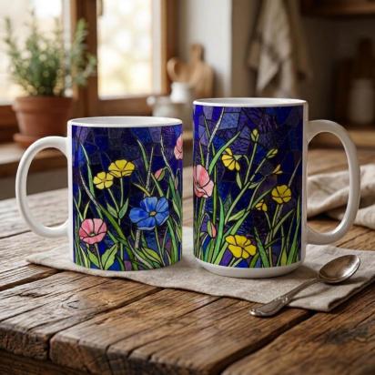 Floral Cups -  Large and Small Ceramic Mugs