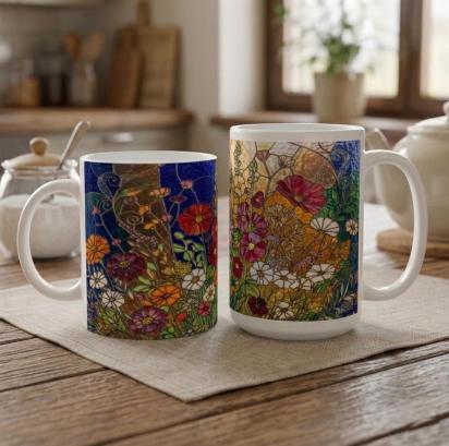 Floral Cups -  Large and Small Ceramic Mugs
