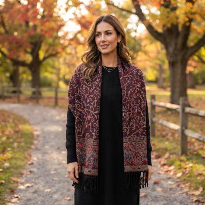 Thick & Soft Pashmina Shawl and Scarf for Women, Jacquard Brocade, Blanket Shawl