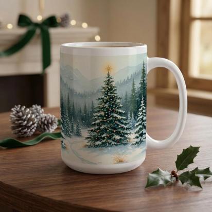 Christmas Mugs Set, Holiday Cup Set - Large and Small Cups