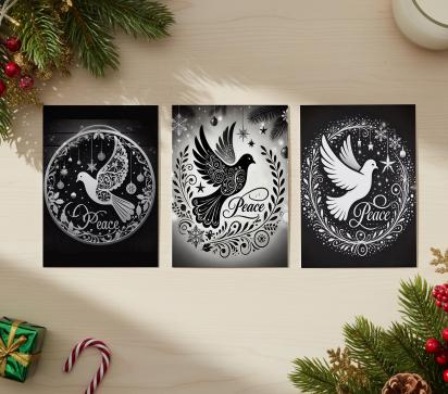Dove of Peace, Set of 4 Designs, Christmas Cards, Holiday Bulk Pack of Cards