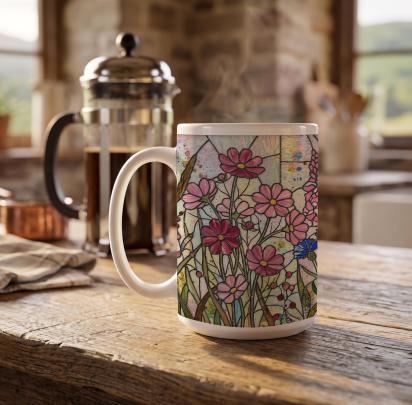 Floral Cups -  Large and Small Ceramic Mugs