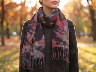 Hand Dyed Tie Dye Pashmina, Blanket Shawl, Wide Scarf, Head Wrap - Rayon Shawl