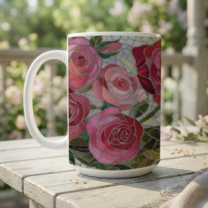 Roses- Floral Cups -  Large and Small Ceramic Mugs
