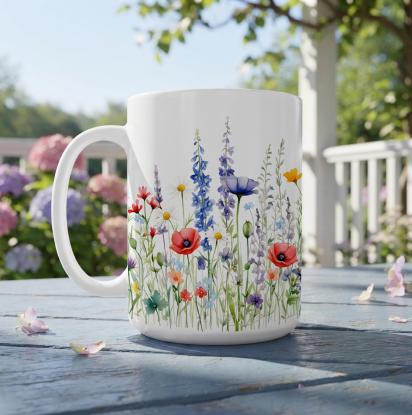 Floral Cups -  Large and Small Ceramic Mugs