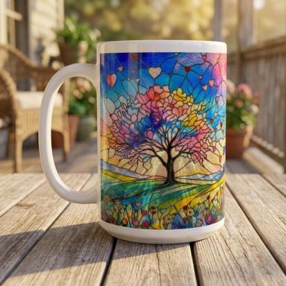 Tree Cups Set -  Large and Small Ceramic Mugs