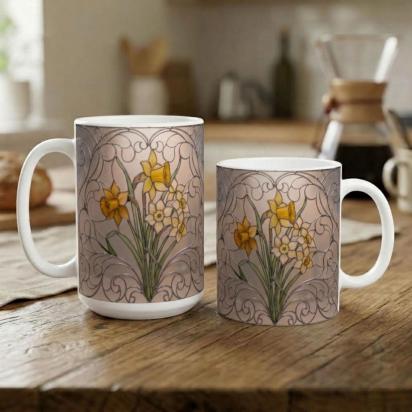 Floral Cups -  Large and Small Ceramic Mugs