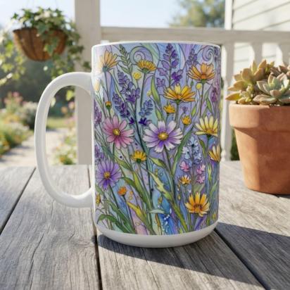 Floral Cups -  Large and Small Ceramic Mugs
