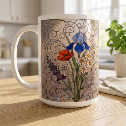 Floral Cups -  Large and Small Ceramic Mugs