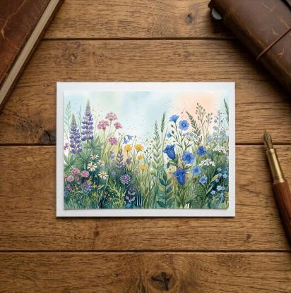 Flowers - Original Art Card - Single Card or Bulk 10 Pack of Gift Cards