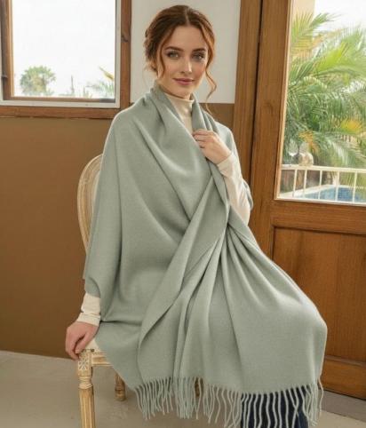 Sage Green Blanket Shawl - Thick Pashmina - Super Soft Wrap