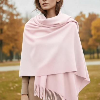 Blush Pink Blanket Shawl - Thick Pashmina - Super Soft Wrap
