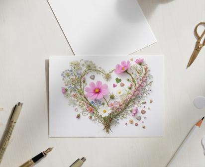 Flowers - Original Art Card - Single Card or Bulk 10 Pack of Gift Cards