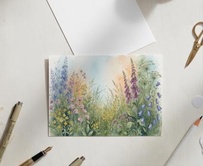 Flowers - Original Art Card - Single Card or Bulk 10 Pack of Gift Cards