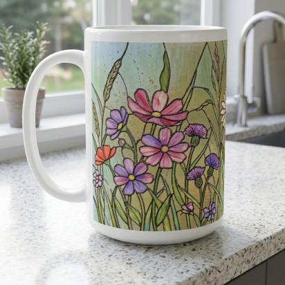 Floral Cups -  Large and Small Ceramic Mugs