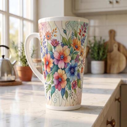 Latte 17oz Ceramic Mug - Coffee or Tea Cup, Extra Tall