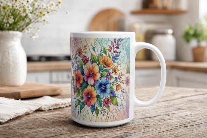 Floral Cups -  Large and Small Ceramic Mugs