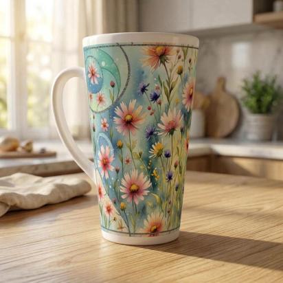 Latte 17oz Ceramic Mug - Coffee or Tea Cup, Extra Tall