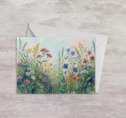 Flowers - Original Art Card - Single Card or Bulk 10 Pack of Gift Cards