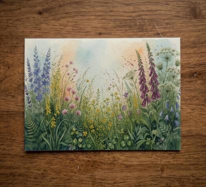 Flowers - Original Art Card - Single Card or Bulk 10 Pack of Gift Cards