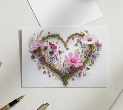 Flowers - Original Art Card - Single Card or Bulk 10 Pack of Gift Cards