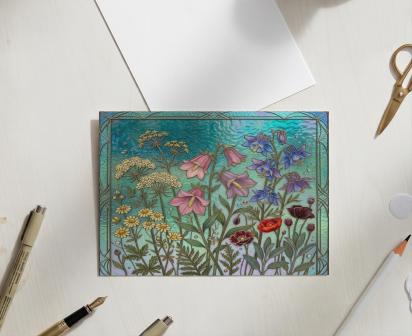 Flowers - Original Art Card - Single Card or Bulk 10 Pack of Gift Cards