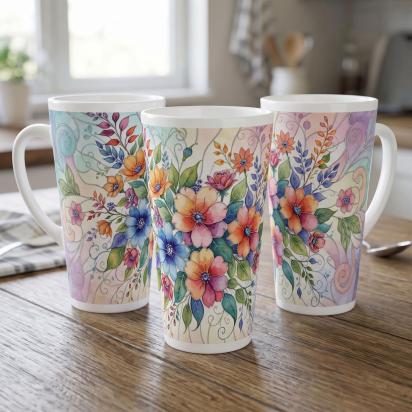 Latte 17oz Ceramic Mug - Coffee or Tea Cup, Extra Tall