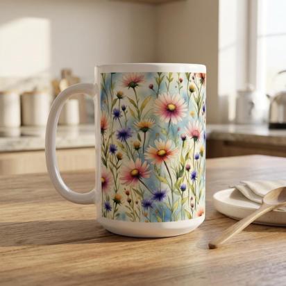 Floral Cups -  Large and Small Ceramic Mugs