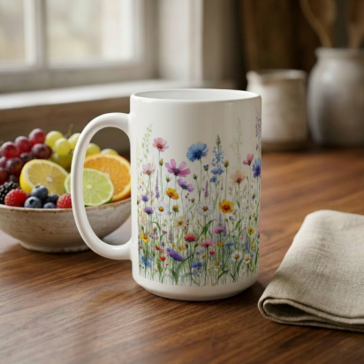 Floral Cups -  Large and Small Ceramic Mugs