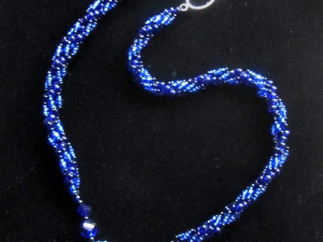 Lapis Lazuli - Spiral Stitch Necklace - w/ matching bracelet and earrings