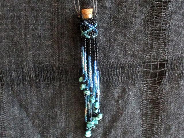 Bead Wrapped Tiny Jar Necklace