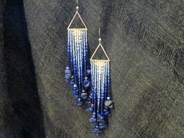 Beaded Fringe Earrings with gemstone chips