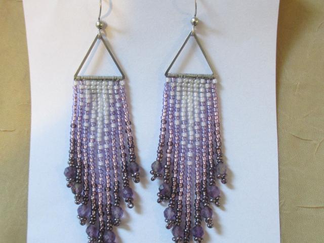 Beaded Fringe Earrings with faceted gemstones