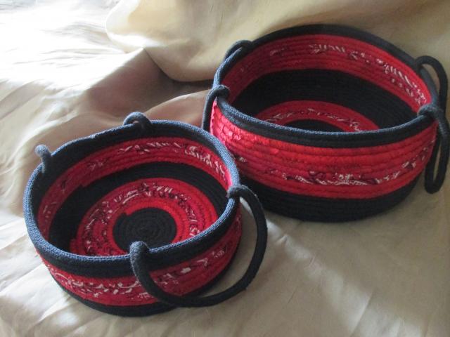 Rope Basket, Large Gathering Basket, Fabric Wrap Basket