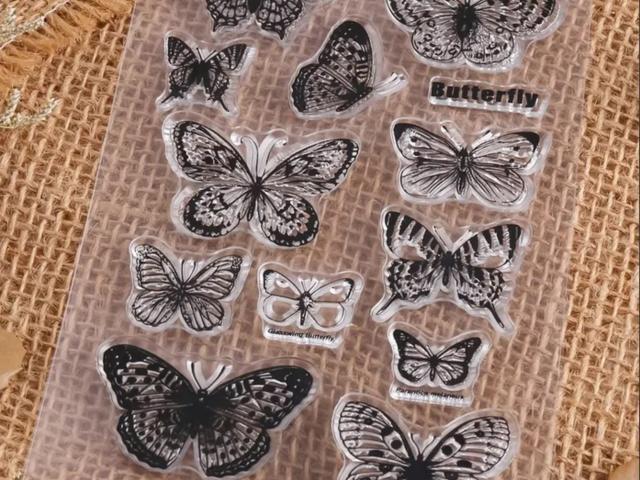 Butterfly Stamps - Silicone Cling Stamp - Texture Embossing Stamp