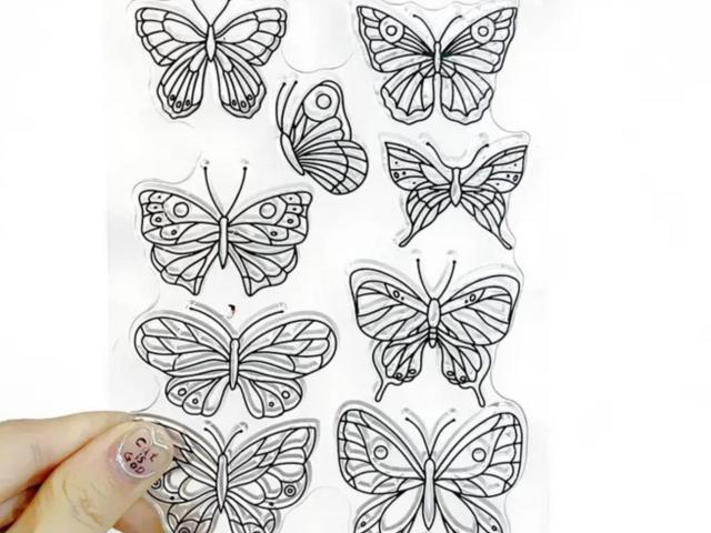 Butterfly Stamps - Silicone Cling Stamp - Texture Emossing Stamp