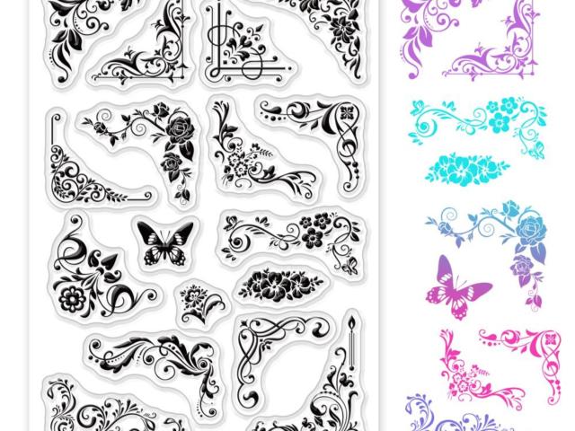 Borders and Scrolls - Stamps - Silicone Cling Stamp - Texture Embossing Stamp