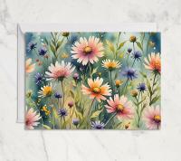 Floral Watercolor Greeting Cards, Set of 3, Blank Inside (5x7 inch)