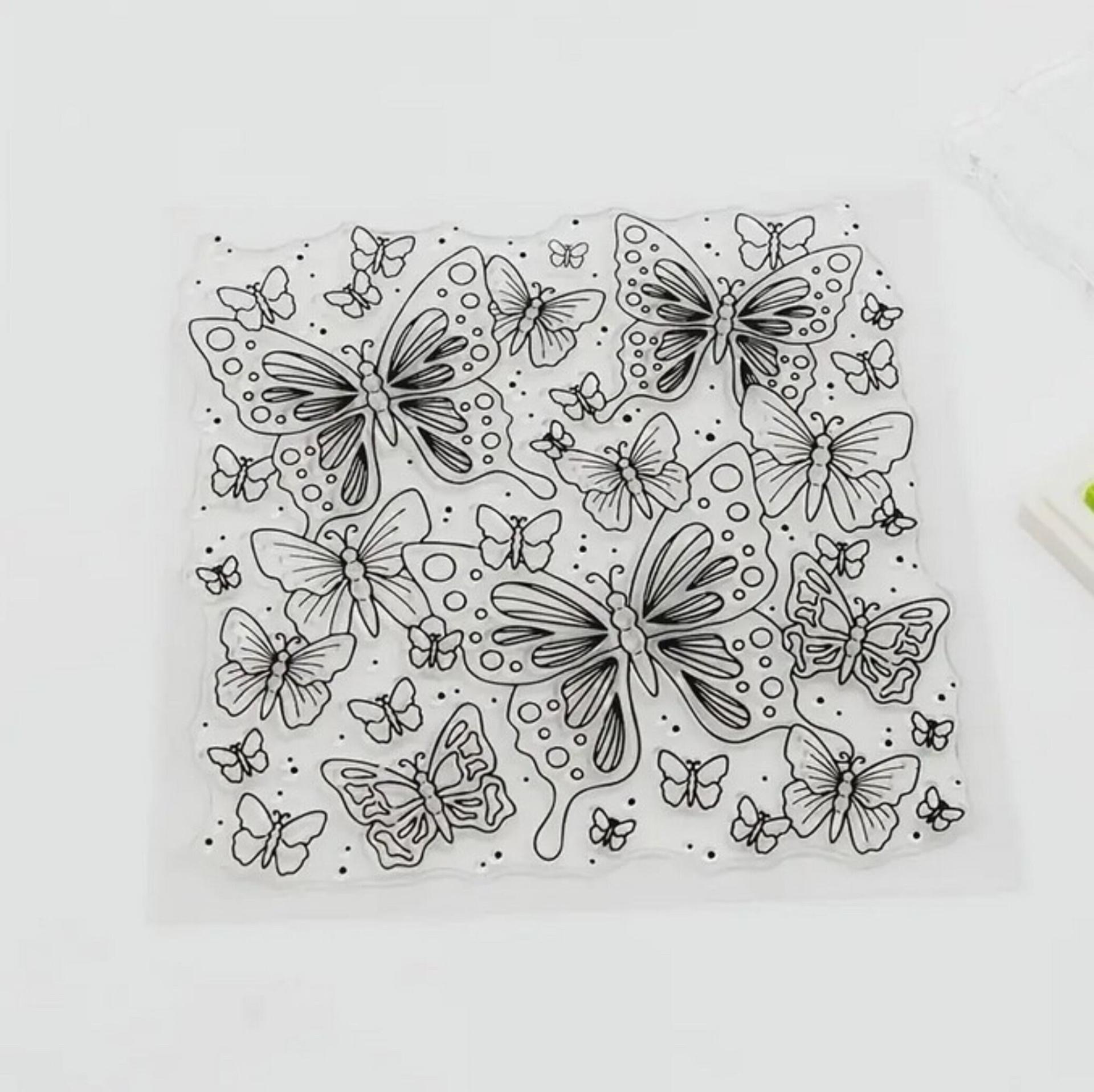 Butterfly Mat Mold and Stamp - Texture for Clay, Polymer Clay, Resin and casting - Silicone Cling Stamp