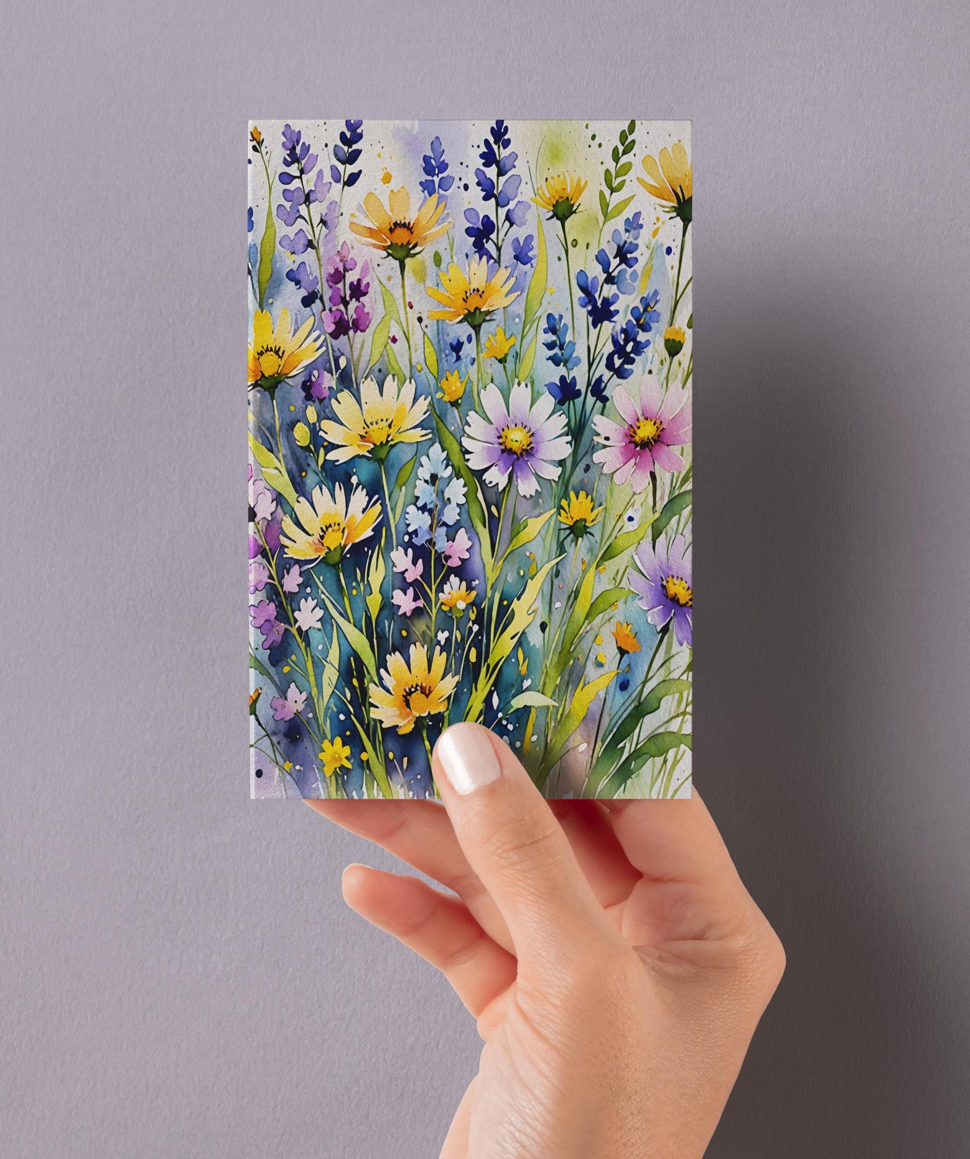 Flowers - Original Art Card - Single Card or Bulk 10 Pack of Gift Cards