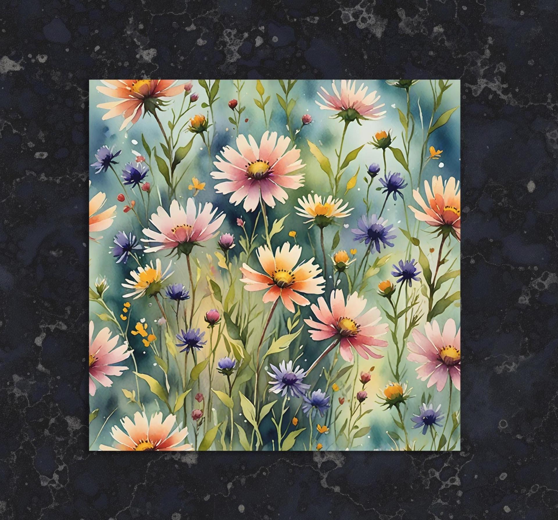 Flowers - Original Art Card - Single Card or Bulk 10 Pack of Gift Cards
