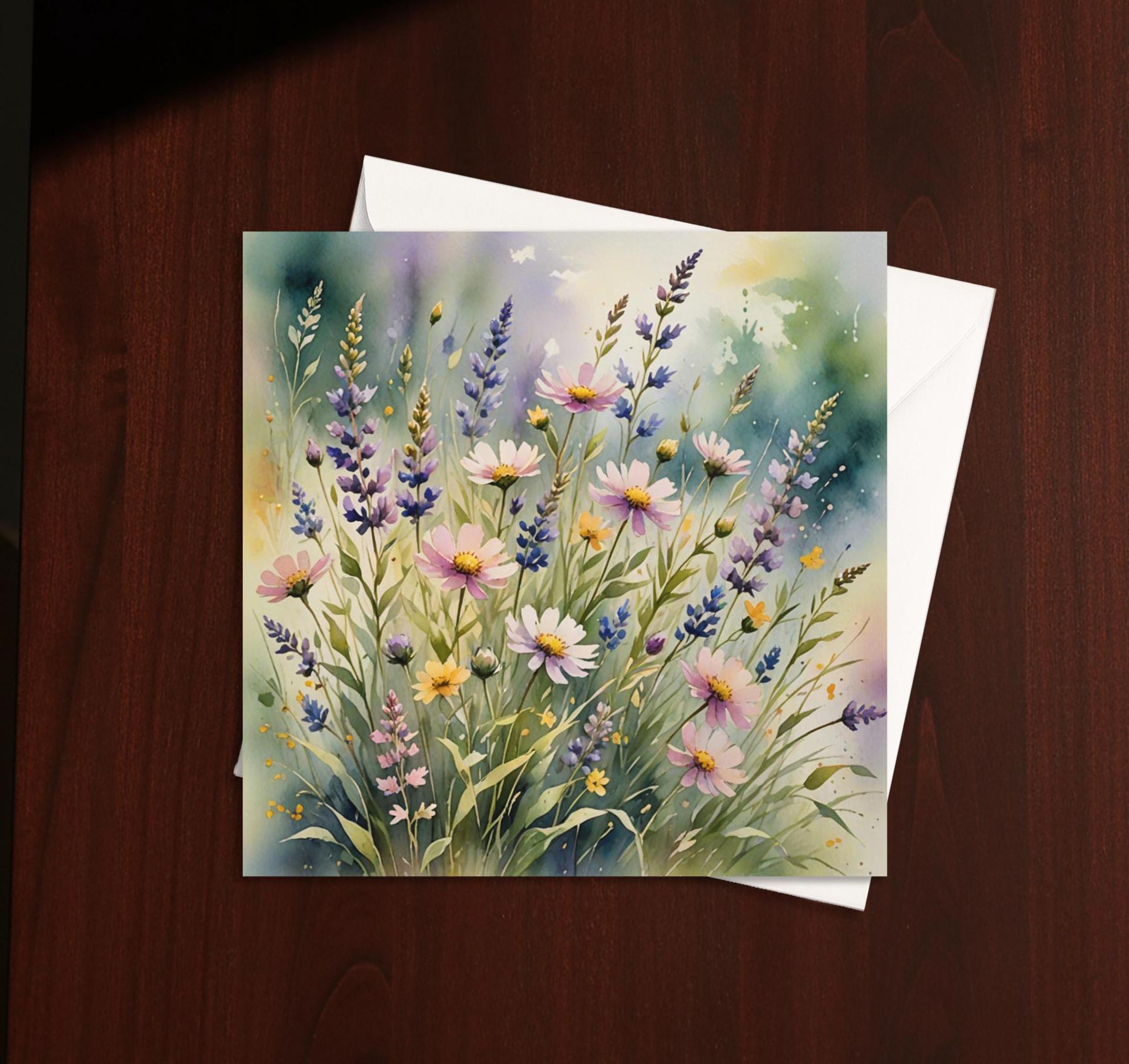 Flowers - Original Art Card - Single Card or Bulk 10 Pack of Gift Cards