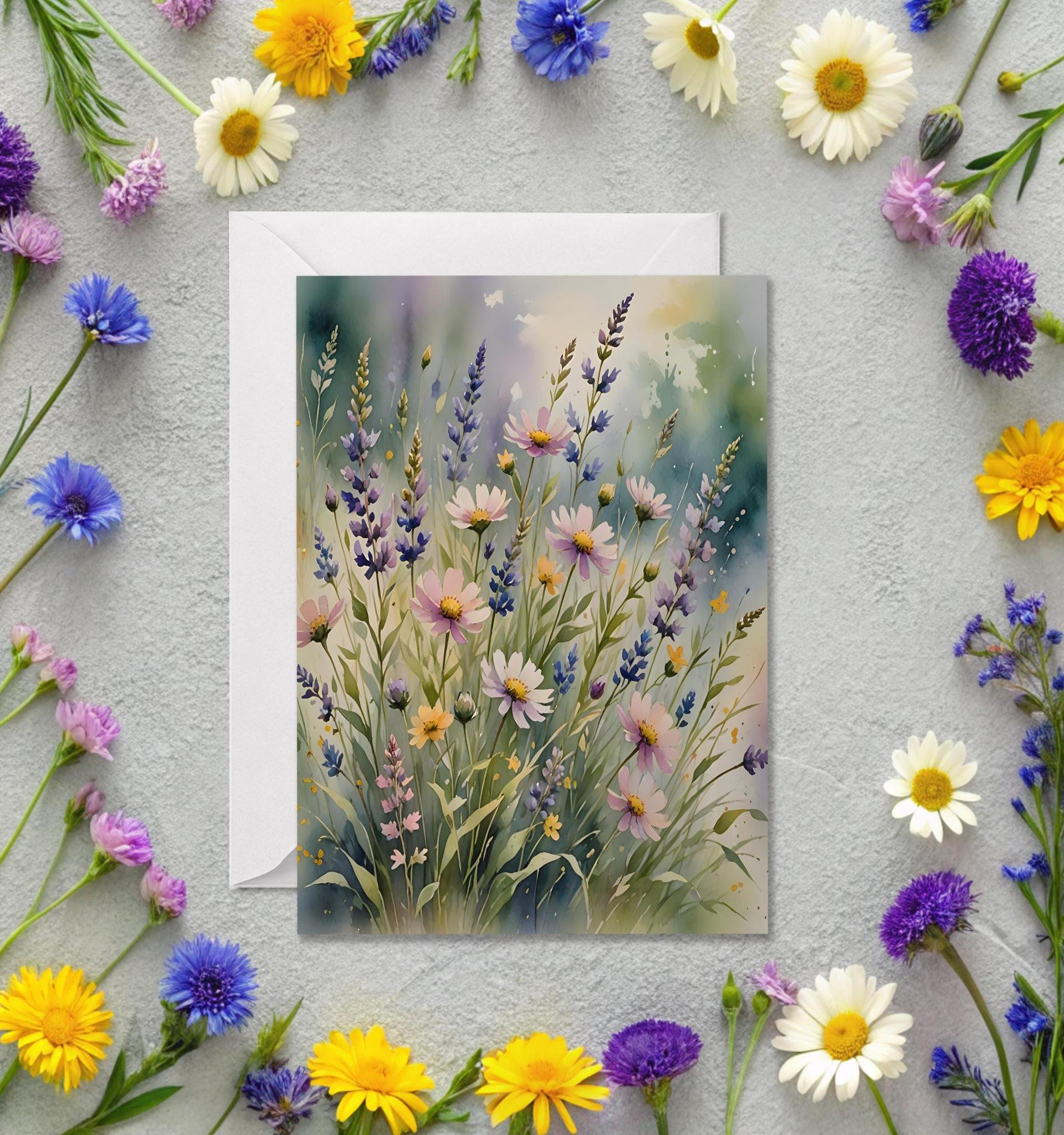 Flowers - Original Art Card - Single Card or Bulk 10 Pack of Gift Cards