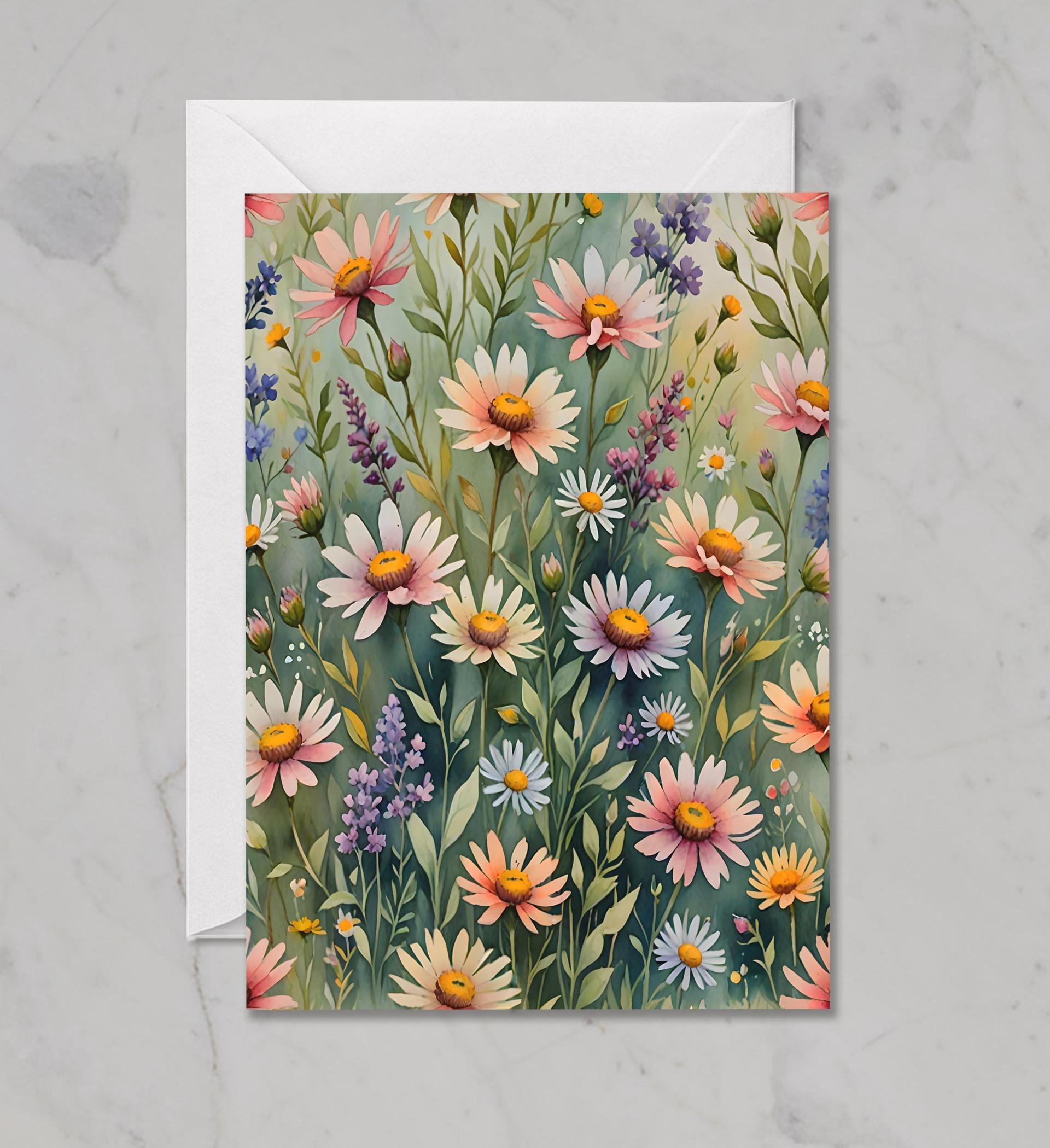 Flowers - Original Art Card - Single Card or Bulk 10 Pack of Gift Cards