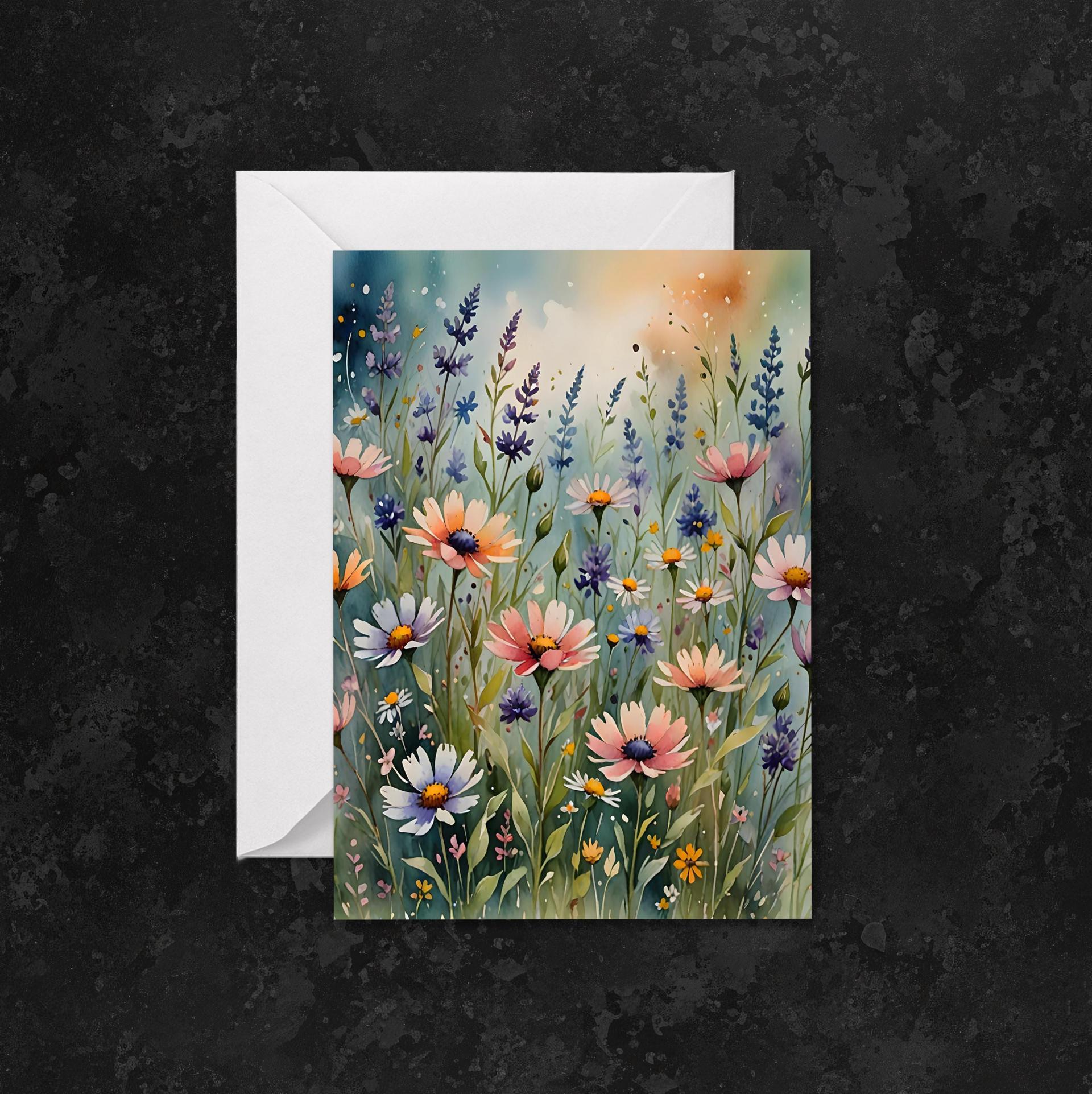 Flowers - Original Art Card - Single Card or Bulk 10 Pack of Gift Cards